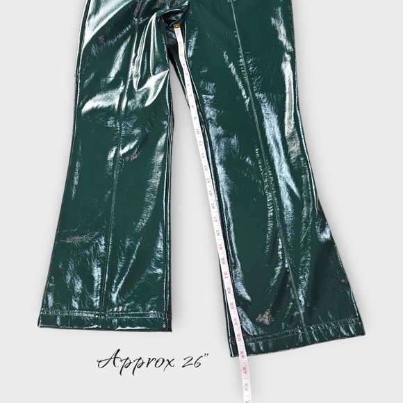 7 For All Mankind Green Faux Leather Flare Pant - Picture 12 of 13